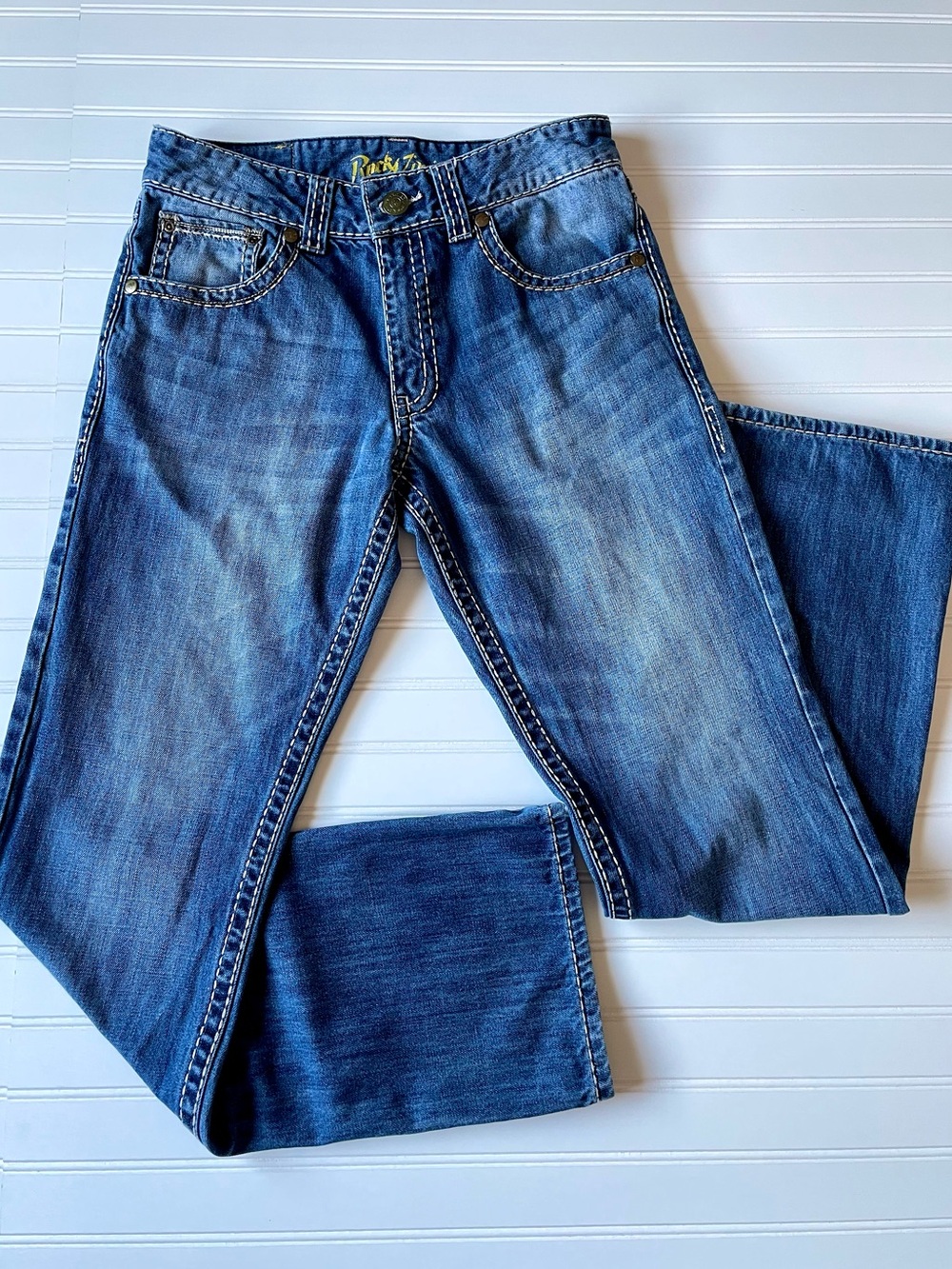 Wrangler Rock 47 Bootcut Western Jeans Y2K Embroidered Pockets Men's 31 x 34 EUC